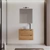 DEGHI Mobile bagno sospeso 70 cm con cassetti rovere gold cannettato con top - Deck