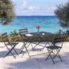 DEGHI Set pranzo pieghevole con tavolo 110x70 cm e 4 sedie in acciaio grafite - Atelier
