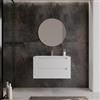 DEGHI Mobile bagno sospeso 90 cm bianco opaco cannettato con cassetti e lavabo - Deck