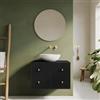 DEGHI Mobile bagno portalavabo 70 cm con cassetti in legno di mango cannettato nero - Dunkel