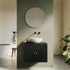 DEGHI Mobile bagno portalavabo 60 cm con ante in legno di mango cannettato nero - Dunkel