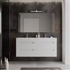 DEGHI Mobile bagno sospeso 140 cm con 4 cassetti bianco opaco e lavabo alto doppia vasca - Deck