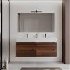 DEGHI Mobile bagno sospeso 140 cm con 4 cassetti rovere deciso e lavabo alto doppia vasca - Deck