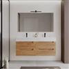 DEGHI Mobile bagno sospeso 140 cm con 4 cassetti rovere gold e lavabo alto doppia vasca - Deck