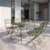DEGHI Set pranzo tavolo 120x70 cm e 4 sedie pieghevoli in acciaio verde oliva - Faber