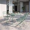 DEGHI Set pranzo tavolo 120x70 cm e 4 sedie pieghevoli in acciaio verde marino - Faber