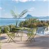 DEGHI Set pranzo con tavolo 80x80 cm e 4 sedie pieghevoli in acciaio verde oliva - Faber