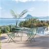 DEGHI Set pranzo con tavolo 80x80 cm e 4 sedie pieghevoli in acciaio verde marino - Faber