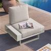 DEGHI Poltrona da giardino in alluminio bianco con cuscini beige - Parfa