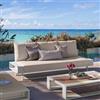 DEGHI Divano da giardino 3 posti in alluminio bianco con cuscini beige - Parfa