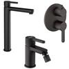 JACUZZI - RUBINETTERIA Set lavabo alto e bidet ed incasso doccia con deviatore nero opaco di Jacuzzi - Flag