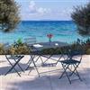 DEGHI Set pranzo pieghevole tavolo 110x70 cm e 4 sedie in acciaio blu ardesia - Atelier