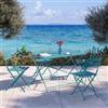 DEGHI Set pranzo pieghevole tavolo 110x70 cm e 4 sedie in acciaio blu pavone - Atelier