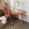 DEGHI Tavolino rotondo da interno 50 cm in corda arancione e piano in vetro - Kalimba