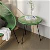 DEGHI Tavolino rotondo da interno 50 cm in corda verde e piano in vetro - Kalimba