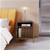 DEGHI Comodino 48x40 cm noce con piedi in metallo oro bronzato e 1 anta decorata soft close - Kyra