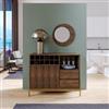 DEGHI Mobile portabottiglie 108x90h cm noce con piedi in metallo oro bronzato e soft close - Kyra