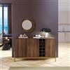 DEGHI Mobile portabottiglie 135x78h cm noce con piedi in metallo oro bronzato e soft close - Kyra