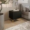 DEGHI Set 2 comodini 46x47 h cm nero cannettato obliquo con 1 anta e piedi oro - Emerald
