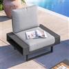 DEGHI Poltrona da giardino in alluminio antracite con cuscini grigio scuro - Parfa