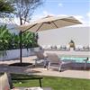 DEGHI Ombrellone con palo laterale 3x3 m in alluminio grafite con telo in poliestere beige - Sakura