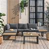DEGHI Set relax modulare in alluminio antracite e dettagli effetto legno con cuscini antracite - Scilla