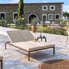 DEGHI Lettino prendisole 2 posti con schienale reclinabile in alluminio effetto legno e cuscino beige - Elitian