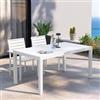 DEGHI Tavolo da esterno allungabile 160/240x90 cm in alluminio bianco con top a doghe - Carioca