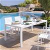 DEGHI Tavolo da esterno allungabile 200/300x100 cm in alluminio bianco con top a doghe - Carioca