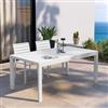 DEGHI Tavolo da esterno allungabile 180/240x100 cm in alluminio bianco con top a doghe - Carioca
