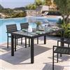 DEGHI Tavolo da esterno allungabile 180/240x90 cm in alluminio antracite con top in vetro - Carioca