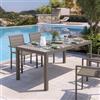 DEGHI Tavolo da esterno allungabile 180/240x90 cm in alluminio tortora con top in vetro - Carioca