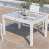 DEGHI Tavolo da esterno allungabile 135/270x90 cm in alluminio bianco con top in vetro - Carioca