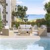 DEGHI Set relax 4 posti in polyrattan naturale con cuscini grigio chiaro - Thanos