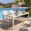 DEGHI Tavolo da esterno allungabile 200/300x100 cm in alluminio vaniglia con top a doghe - Carioca