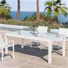 DEGHI Tavolo da esterno allungabile 200/300x100 cm in alluminio bianco con top in vetro - Carioca