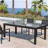 DEGHI Tavolo da esterno allungabile 200/300x100 cm in alluminio antracite con top in vetro - Carioca