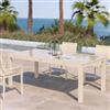 DEGHI Tavolo da esterno allungabile 200/300x100 cm in alluminio vaniglia con top in vetro - Carioca