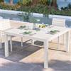 DEGHI Tavolo da esterno 136x136 cm in alluminio bianco con top a doghe - Carioca