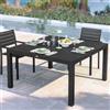 DEGHI Tavolo da esterno 136x136 cm in alluminio antracite con top a doghe - Carioca