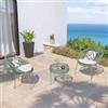 DEGHI Set relax 2 poltrone e tavolino rotondo 51 cm in acciaio e polyrattan verde oliva - Ikapia