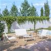 DEGHI Set relax 4 posti da giardino in acciaio e textilene bianco - Fellini
