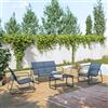 DEGHI Set relax 4 posti da giardino in acciaio e textilene blu - Fellini