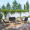 DEGHI Set relax 4 posti da giardino in acciaio e textilene nero - Fellini