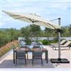 DEGHI Ombrellone 3x4 m con palo laterale in alluminio silver e telo in poliestere ecrù - Porto Cervo