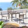 DEGHI Set pranzo tortora con tavolo 90x90 cm e 4 sedie textilene e alluminio - Carioca