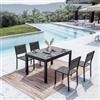 DEGHI Set pranzo antracite con tavolo 135/270x90 cm e 4 sedie textilene e alluminio - Carioca