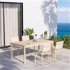 DEGHI Set pranzo vaniglia con tavolo 180/240x100 cm e 4 sedie textilene e alluminio - Carioca