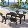 DEGHI Set pranzo antracite con tavolo 200/260/320x100 cm e 4 sedie textilene e alluminio - Carioca