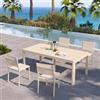 DEGHI Set pranzo vaniglia con tavolo 200/260/320x100 cm e 4 sedie textilene e alluminio - Carioca
